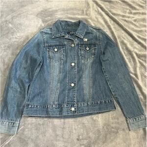 Gap Denim Jeans Jacket Med Wash Distressed Size L